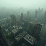 Vista área de uma metrópole vazia