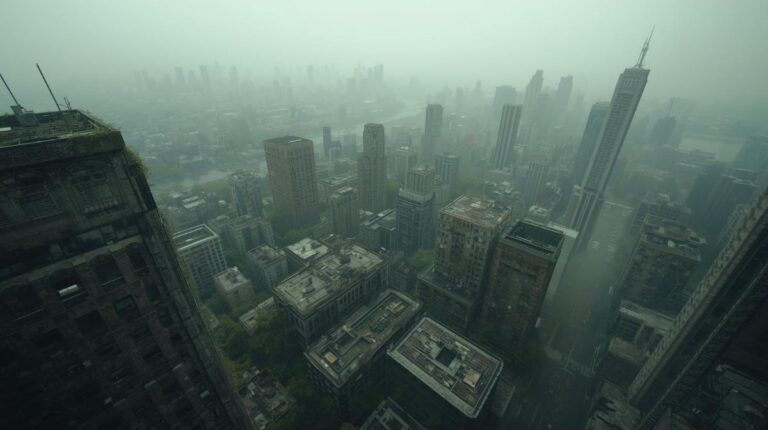 Vista área de uma metrópole vazia