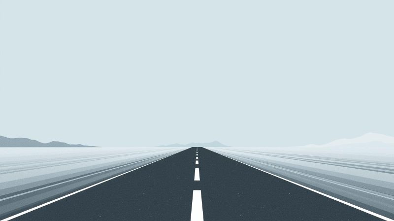 Ilustração minimalista de estrada vazia indo ao horizonte, simbolizando seguir em frente após o término