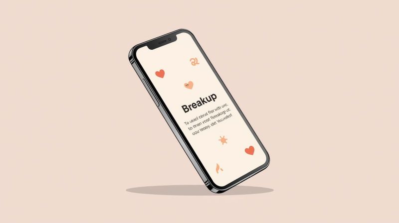 Ilustração minimalista de celular com mensagem de término, simbolizando o fim de relacionamento