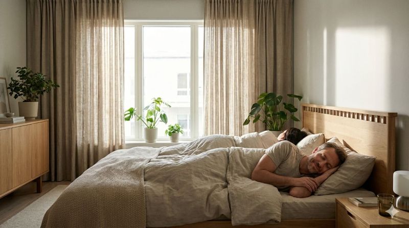 Homem dormindo satisfeito estilo de vida saudável