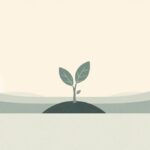 Ilustração minimalista de broto germinando, simbolizando recomeço após término de relacionamento