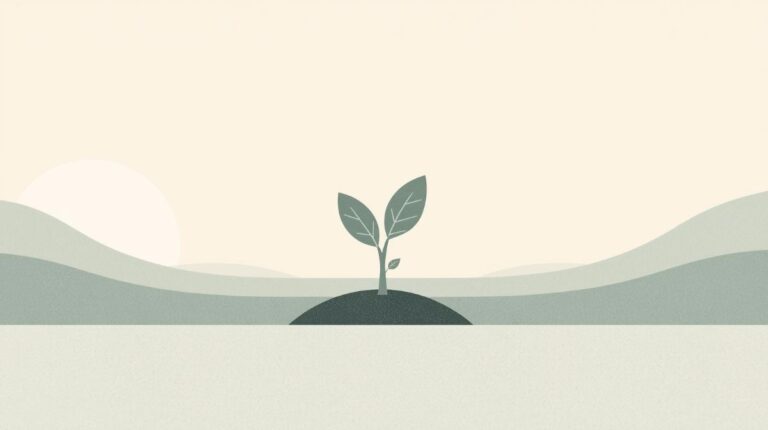 Ilustração minimalista de broto germinando, simbolizando recomeço após término de relacionamento